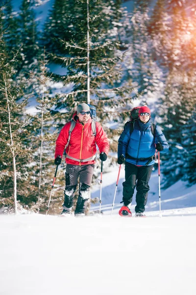 Two climbers are in the mountains. — Stock Photo, Image