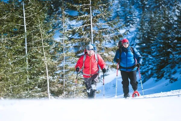 Deux alpinistes sont dans les montagnes . — Photo