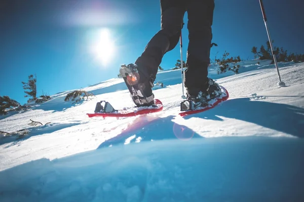 Man in sneeuwschoenen. — Stockfoto