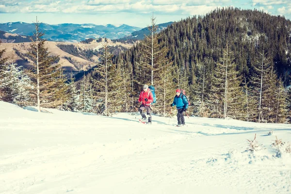 Deux alpinistes sont dans les montagnes . — Photo