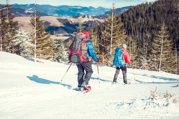 Two climbers are in the mountains. — Stock Photo, Image