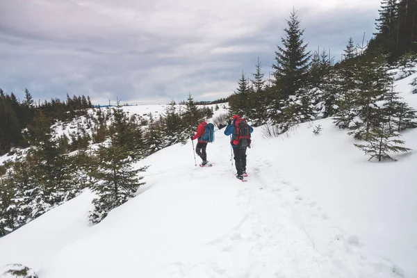 两名登山者在冬天. — 图库照片