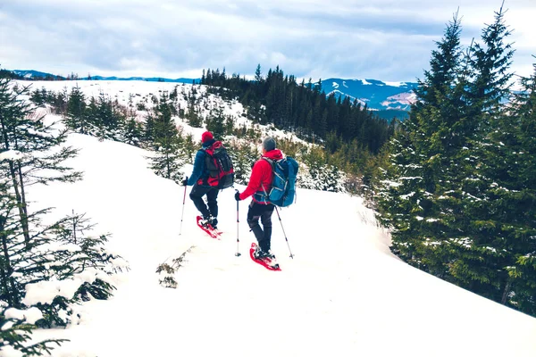 Zwei Bergsteiger im Winter. — Stockfoto