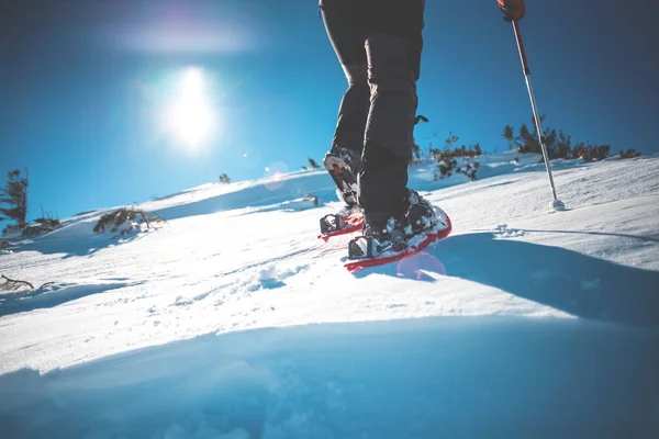 Hombre en raquetas de nieve . — Foto de Stock