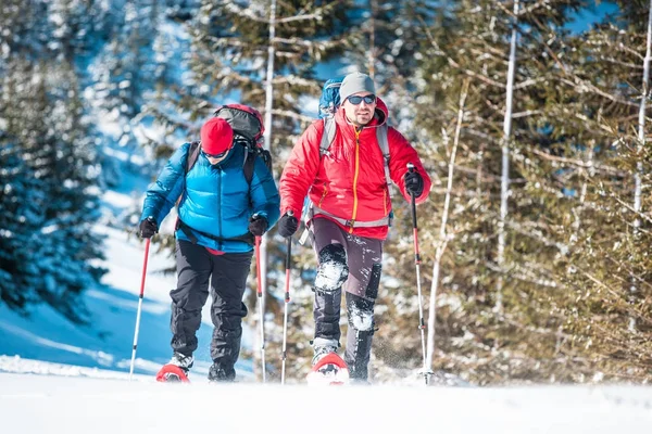 Deux alpinistes sont dans les montagnes . — Photo