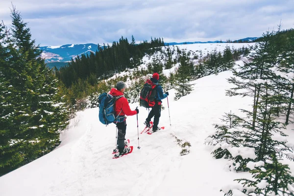 Dois alpinistas no inverno . — Fotografia de Stock