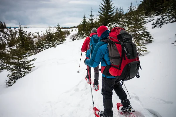 Dois alpinistas no inverno . — Fotografia de Stock