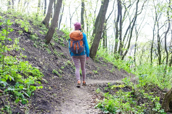 El niño y su madre están caminando por el bosque. . — Foto de Stock