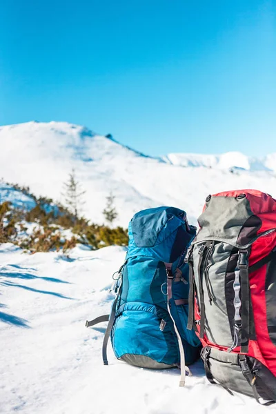 Dos mochilas en la nieve . —  Fotos de Stock