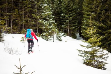 Dağcı kış dağlarda.