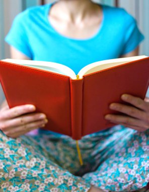 bir kız bir kitap okuma.