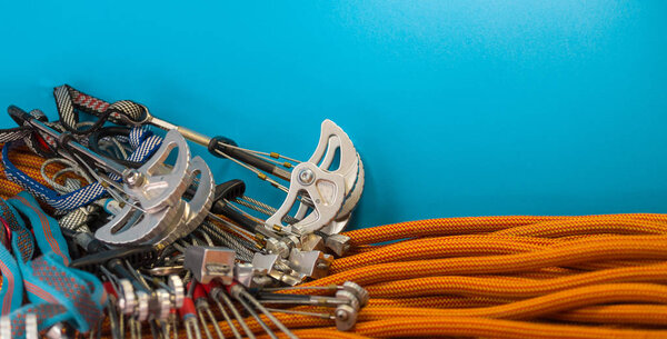 equipment for mountaineering. adventure in the mountains.
