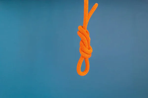 Orange Climbing Rope Climbing Equipment Knot Eight Noose Reliable Node — Stock Photo, Image