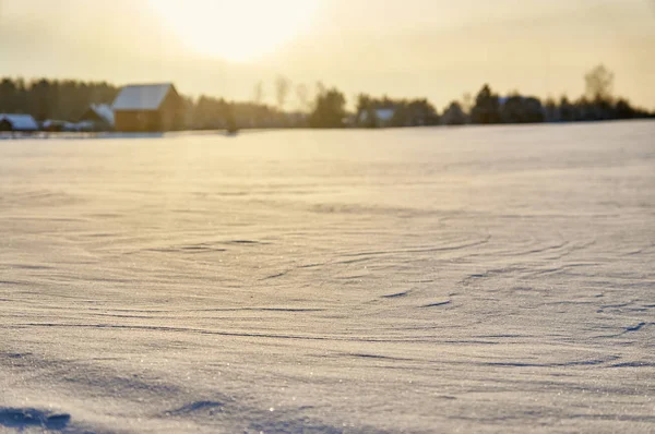 Textura de nieve en el campo a temperaturas muy bajas — Foto de Stock