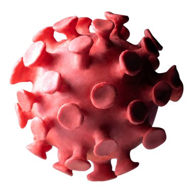 Coronavirus 'un modeli ya da beyaz arka planda izole edilmiş kilden yapılan diğer virüs.