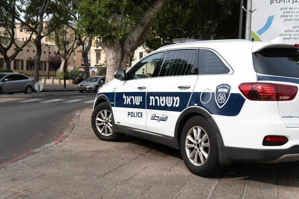 Хайфа Ізраїль Листопада 2019 Поліцейська Машина Ізраїлю Стоїть Тротуарі Хайфі — стокове фото