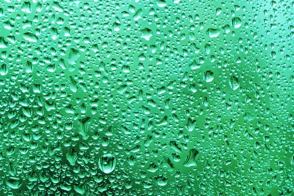 Background Water Drops Window Summer Rain Green Foliage Glass — Stock Photo, Image