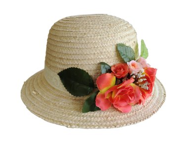 Hasır şapka kırpma yolu ile beyaz arkaplanda izole edildi.