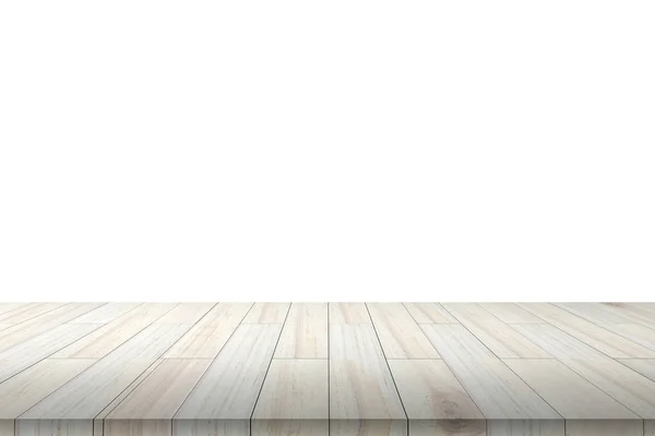 Mesa de madeira vazia ou parede de prateleira isolada no fundo branco, F — Fotografia de Stock