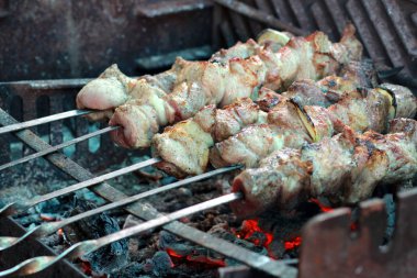 Tatil şömine barbekü ızgara et ile için