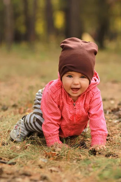 Portret van een leuk één-jarige meisje, kruipen — Stockfoto