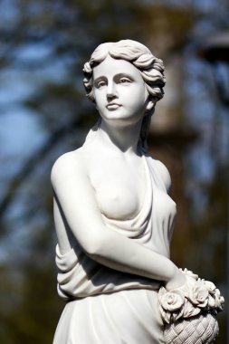 Classic white statue of a young lady  clipart