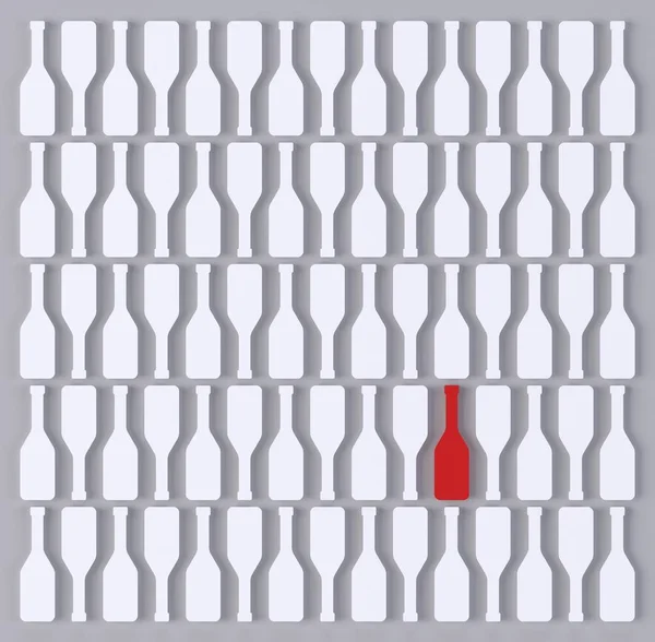 Bouteilles blanches abstraites et rouges sur fond gris — Photo