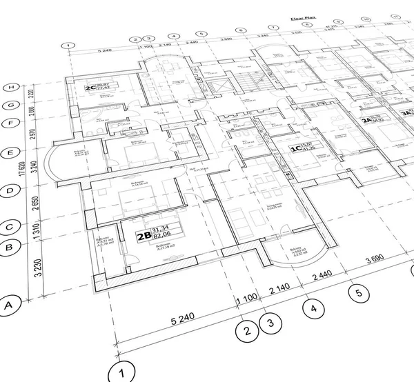 Plano arquitectónico detallado, vista de perspectiva —  Fotos de Stock