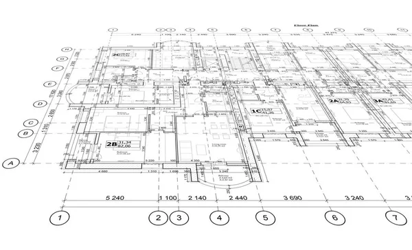 Plan architectural détaillé, vue en perspective — Photo