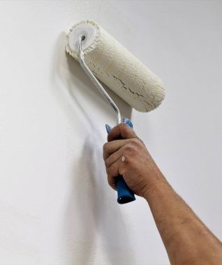 Elini bir boya fırça rulo boya iç cephe beyaz ile