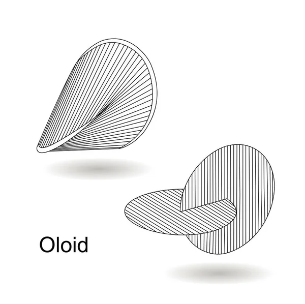 Oloid trójwymiarowy geometryczne obiektu złożonego z krzywych — Wektor stockowy