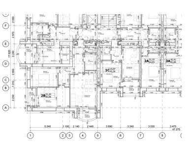 Detaylı mimari planı, kat planı, düzen, blueprint parçası. Vektör çizim