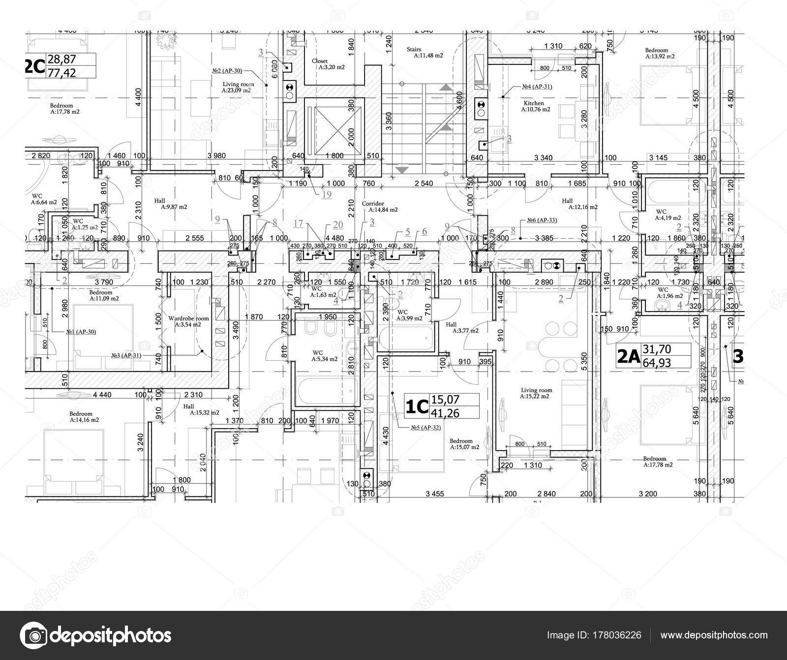 Part Detailed Architectural Plan Floor Plan Layout Blueprint Vector ... Part Detailed Architectural Plan Floor Plan Layout Blueprint Vector ...