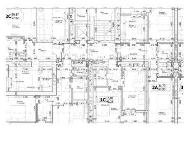 Part of a detailed architectural plan, floor plan, layout, blueprint. Vector illustration clipart