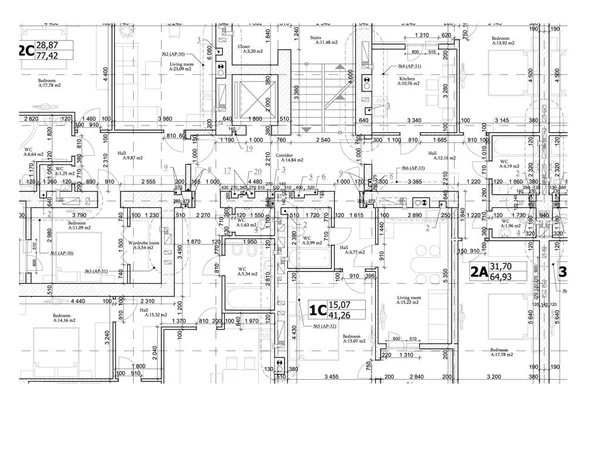 部分详细的建筑规划 平面图 矢量插图 — 图库矢量图片