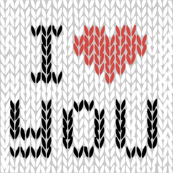 Vektor Illustration Von Handgestrickten Love You Text Schwarz Rot Und — Stockvektor