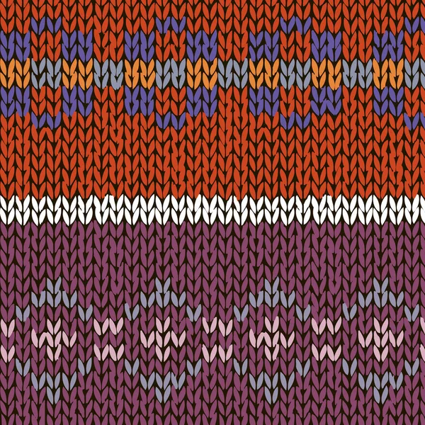 Two Fair Isle Style Hand Made Knitted Patterns Orange Blue — Stock Vector