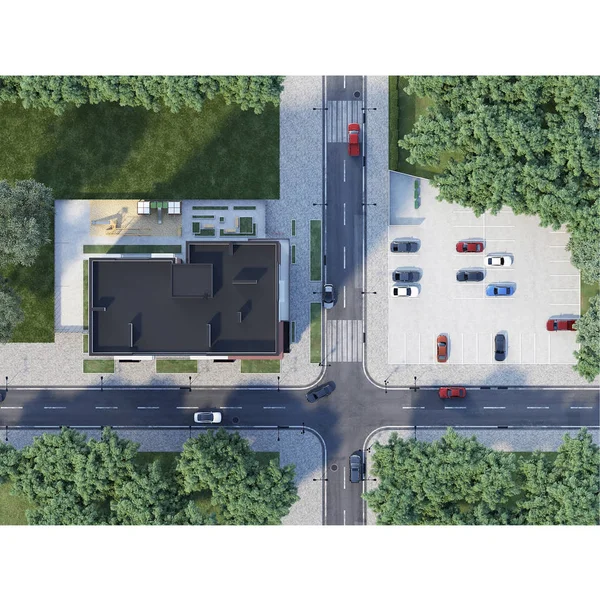 Вид Воздуха Перекресток Городское Строительство Рендеринг — стоковое фото