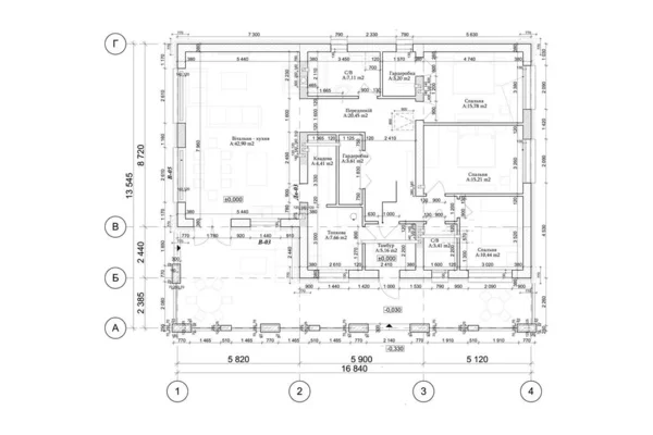 Detaylı mimari özel ev planı, apartman planı, plan. Vektör illüstrasyonu