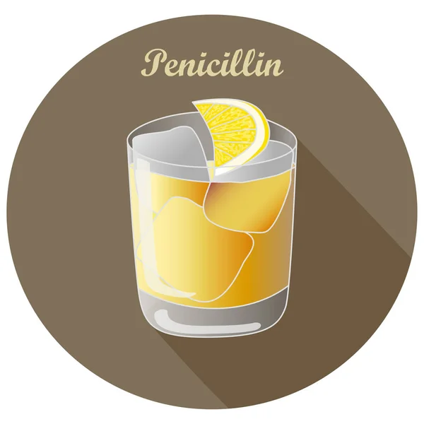 Illustration Vectorielle Dessinée Main Classique Cocktail Scotch Mélangé Alcool Pénicilline — Image vectorielle