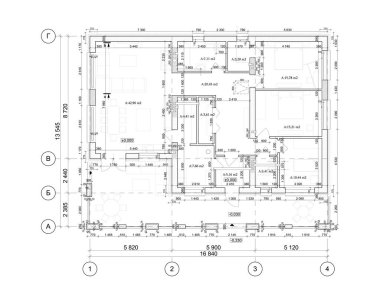 Detaylı mimari özel ev planı, apartman planı, plan. Vektör illüstrasyonu