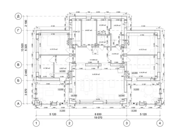 Detailní Architektonický Půdorys Soukromého Domu Dispozice Bytu Půdorys Vektorová Ilustrace — Stockový vektor