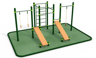 Paralel Bar Spor, egzersiz için zemin. 3D render.