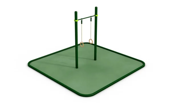 Barras paralelas em terreno desportivo para treino. Renderização 3D . — Fotografia de Stock