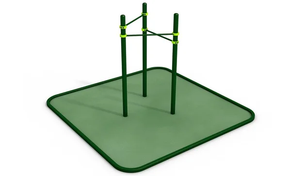 Barras paralelas em terreno desportivo para treino. Renderização 3D . — Fotografia de Stock