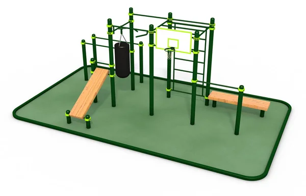 Паралельні бари на спортивному майданчику для тренувань. 3D візуалізація . — стокове фото