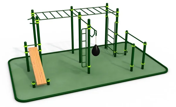 Parallel bars at sports ground for workout. 3D rendering. — Stock Photo, Image