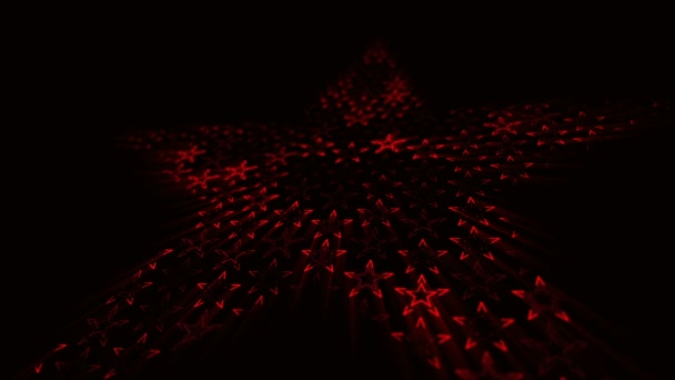 Animación perfecta de estrellas rojas claras que fluyen sobre fondo rojo — Vídeo de stock