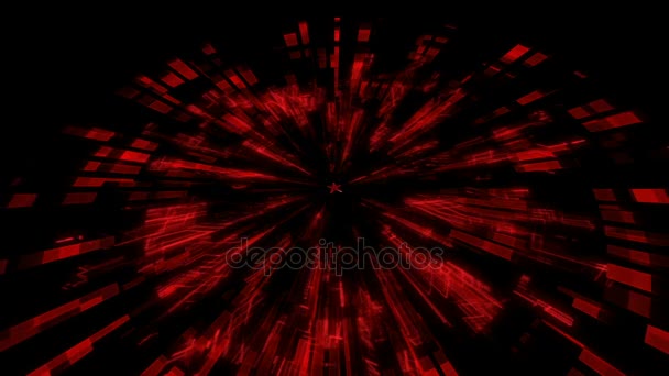 Безшовна анімація потоку світло-червоних зірок на червоному тлі — стокове відео