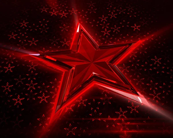 Flowing light red stars on red background